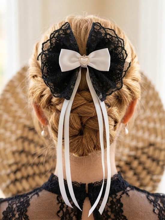 Hand Crafted Accessories - Hand Crafted Black Lace hair bow